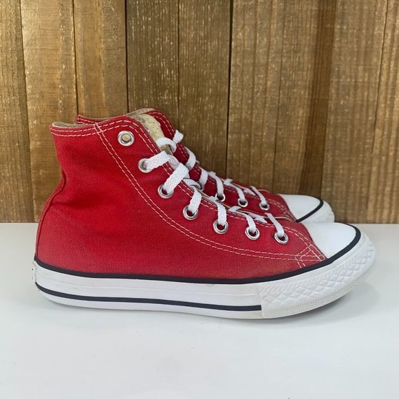 Converse Other - Converse All Star Youth Kids Unisex Size 2 Red White High Top Casual Shoes